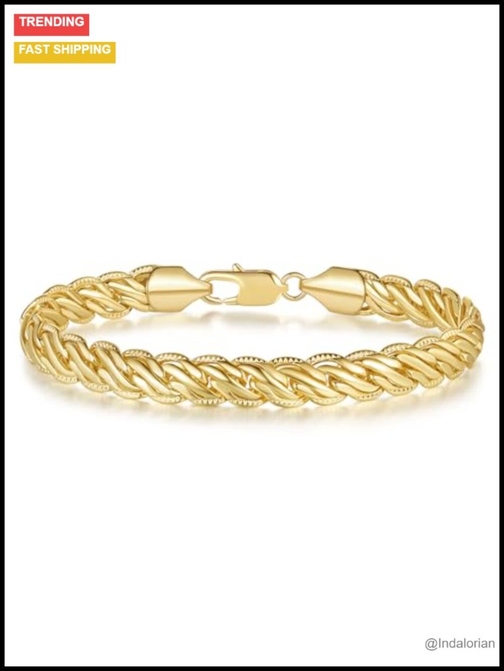 14K Gold Plated Rope Chain Bracelet Dainty Stackable Unisex